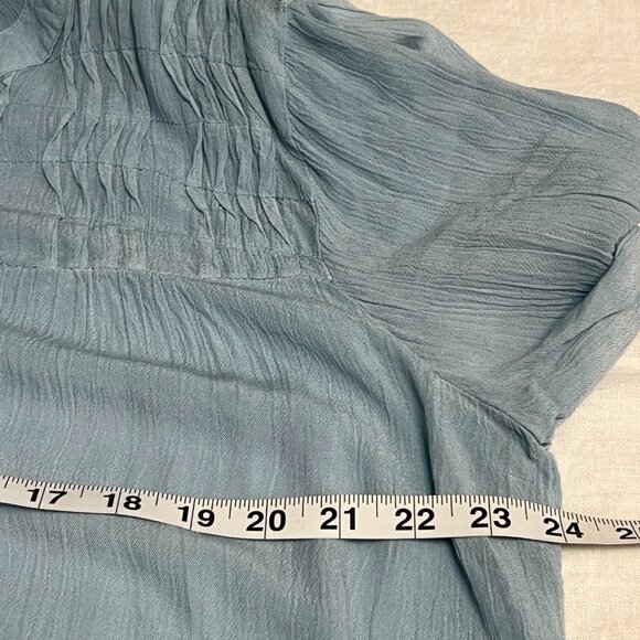 Bandolino Women's XXL Blue White Ombre Tunic Top Long Sleeve Pintuck Boho Peasan - Picture 6 of 7